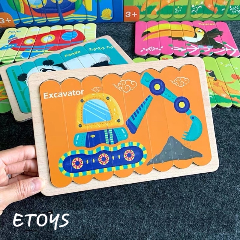 Đồ chơi ghép hình que kem siêu đẹp in 2 mặt sắc nét, Xếp hình gỗ trí tuệ TUBITOYS