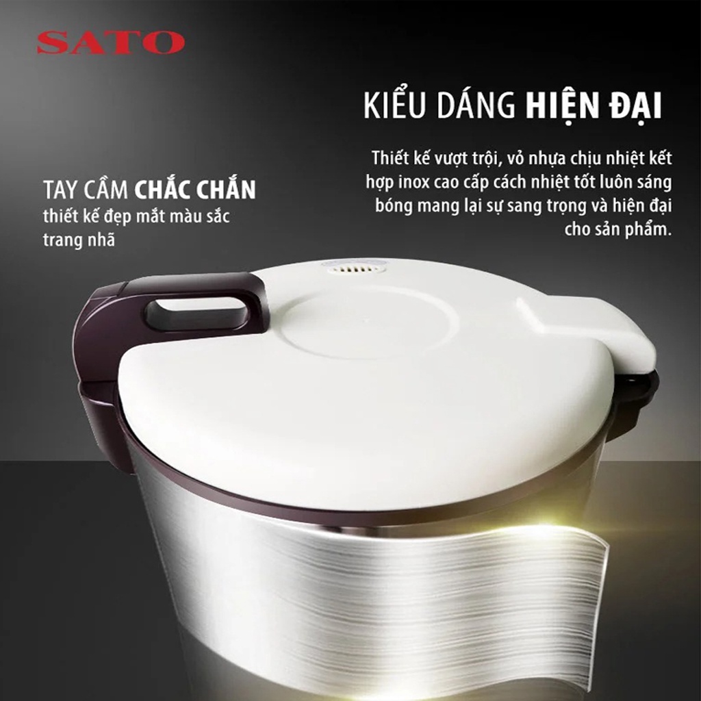 Nồi Cơm Điện SATO 46C011 4.6L, Thiết Kế Sang Trọng Hiện Đai, Lòng Nồi Bằng Hợp Kim Nhôm Phủ Chống Dính Cao Cấp