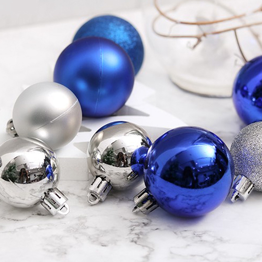 Bộ 24 quả châu cỡ 3/4/6cm treo cây thông trang trí năm mới