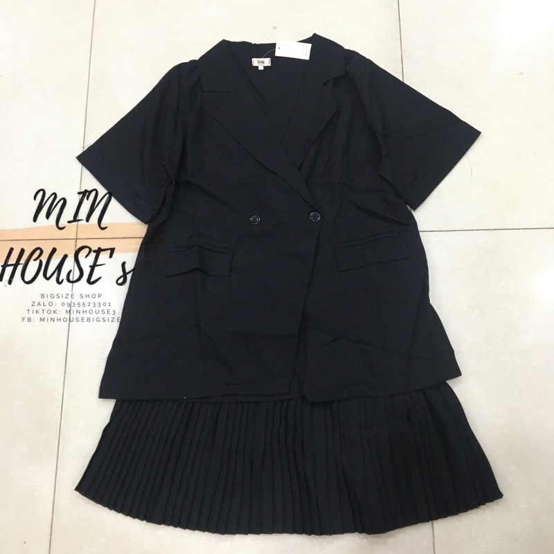 (Có Ảnh Thật ) BIGSIZE Set áo cổ vest blazer S255 (có bán lẻ áo cổ vest A193 + Chân váy dập li nhí CV17) Blazer | BigBuy360 - bigbuy360.vn