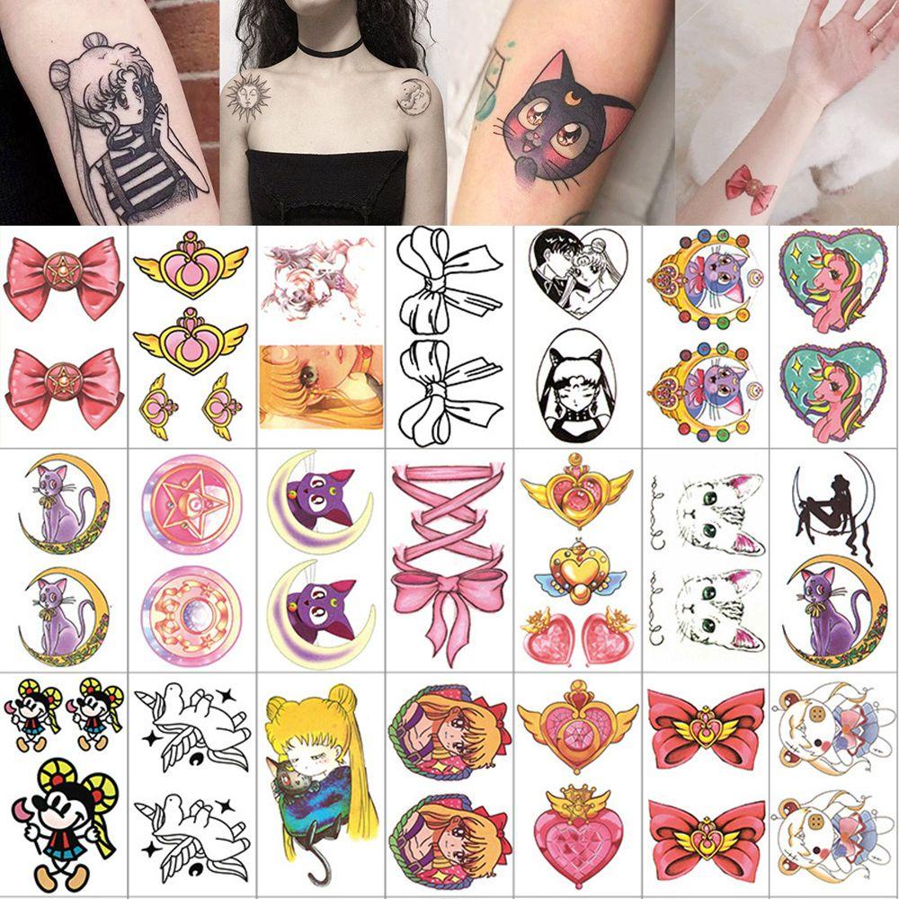 Hình Xăm Dán Trang Trí Cơ Thể Kiểu Thủy Thủ Mặt Trăng Hoạt Hình