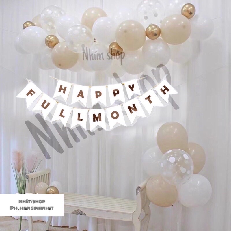 Dây treo Happy full month  trang trí tiệc cho bé