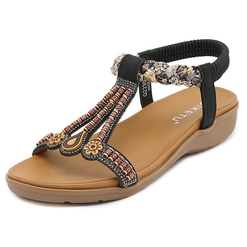 Giày Sandal Đế Bằng Siêu Nhẹ Thoải Mái Phong Cách Bohemian Thời Trang Cho Nữ