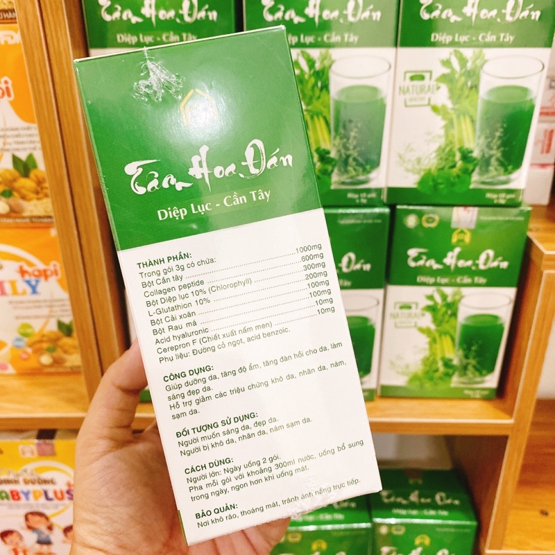 TÂM HOA ĐÁN ❤️ KÈM QUÀ❤️ Diệp Lục Cần Tây Giúp Đẹp Da ,Giảm Cân ,Giảm Mụn,Thâm Nám, Mát Gan ,Tăng Cường Sinh Lý Nam Nữ