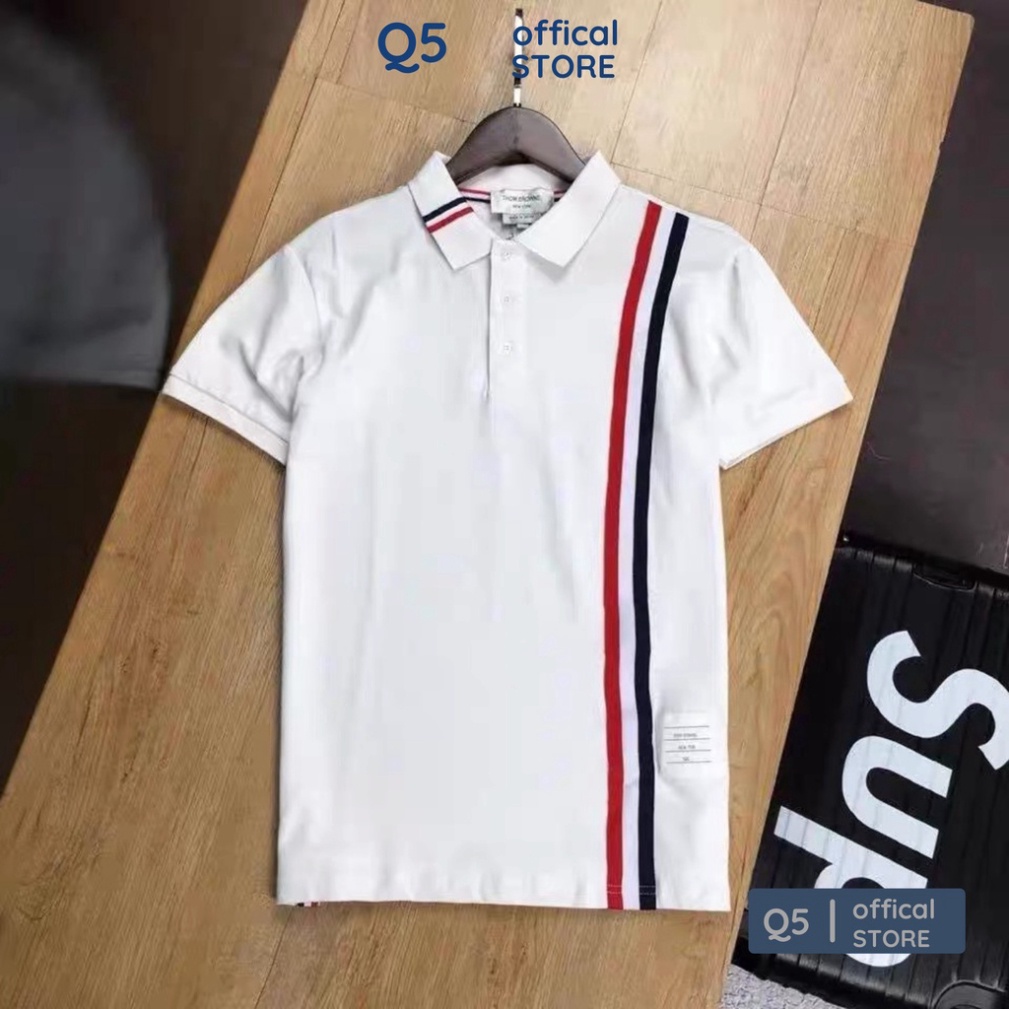 New 2022 Aó polo THOM chéo ngực nam nữ chất liệu cá sấu cổ bẻ ngắn tay cao cấp