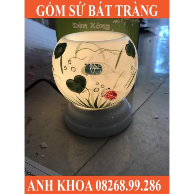 Combo 1 đèn xông tinh dầu size bé + 3 tinh dầu ( chọn mùi) tặng kèm 1 bóng dự phòng - Gốm sứ Bát Tràng Anh Khoa