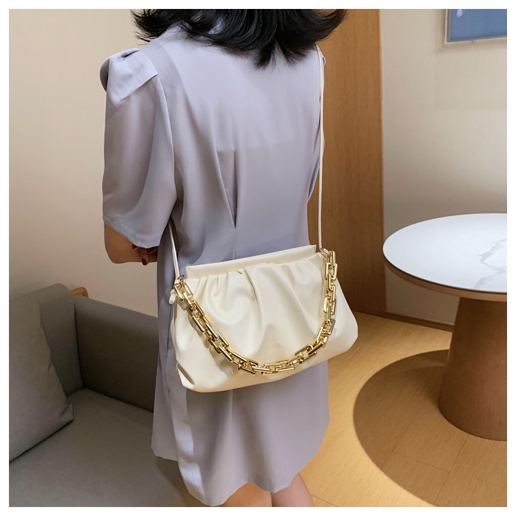 Túi đeo chéo JASMIN NOIR nữ chất liệu dày kiểu nhún bèo phong cách thời trang