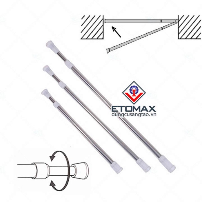 Thanh treo đa năng, thanh treo rèm, phơi quần áo không cần khoan bắt vít chất liệu INOX chắc chắn