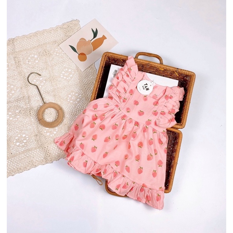 Váy đũi nơ đi học dễ thương cho bé gái từ 8-18kg (1-4 tuổi)