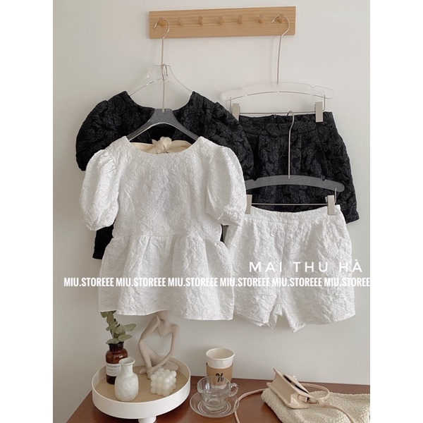 SET BỘ ÁO BABYDOLL BUỘC NƠ LƯNG KÈM QUẦN SHORT CHẤT XỐP GẤM IN HOA SGHBBL