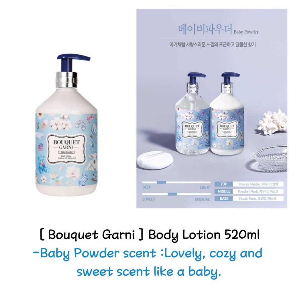 Sữa Dưỡng Thể 520ml / Bột Em Bé / Bột Em Bé / Hoa Anh Đào / Vườn Hoa Hồng / Ylang Ylang / Xà Phòng / Hương Thơm Vanilla Musk