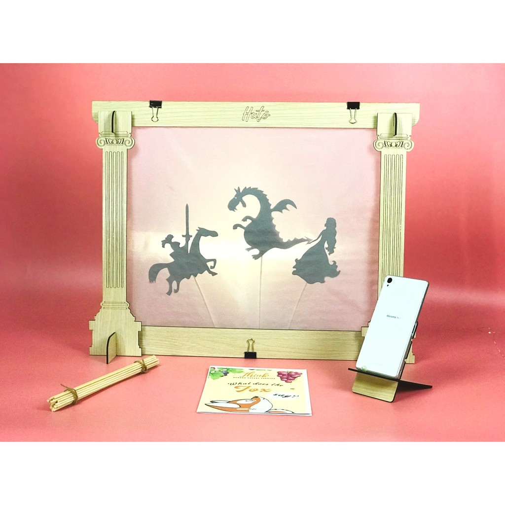 Rạp múa rối bóng cơ bản + 4 truyện song ngữ + full phụ kiện + tuỳ chọn 2 kích thước khung rạp