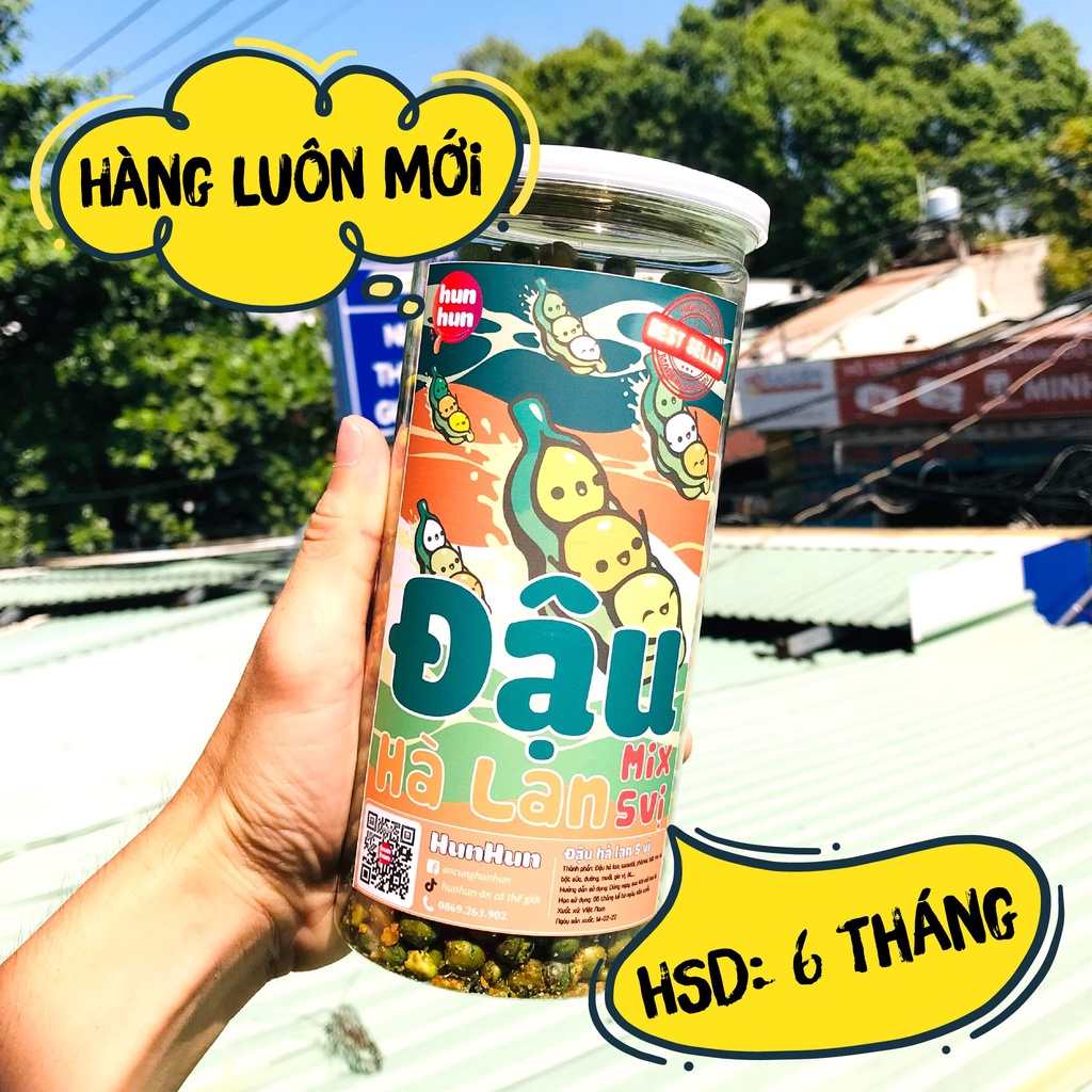 Đậu hà lan mix 5 vị 430g HunHun đồ ăn vặt Sài Gòn ngon rẻ