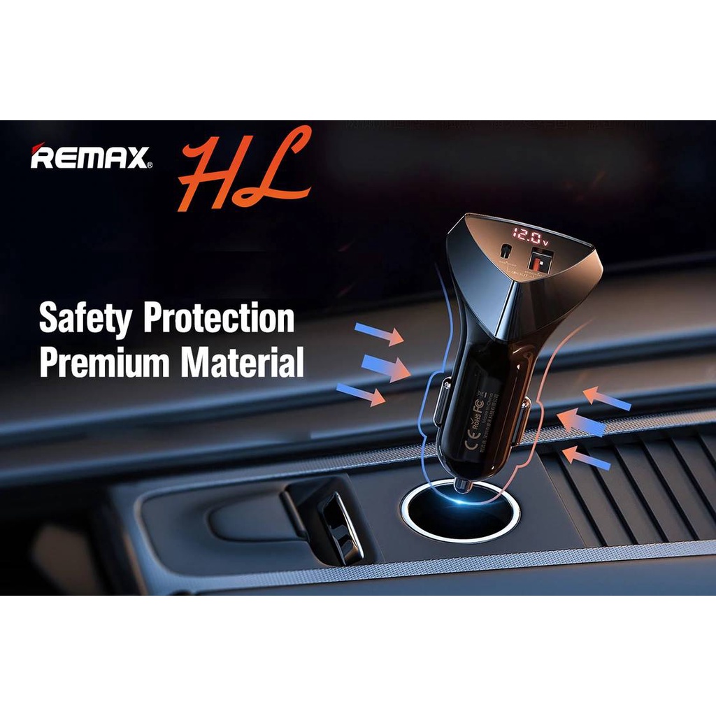 Tẩu Sạc Nhanh Ô tô Remax RCC232 - Cổng Sạc USB và Type C - Bảo hành 6T - HƯNG LONG PC