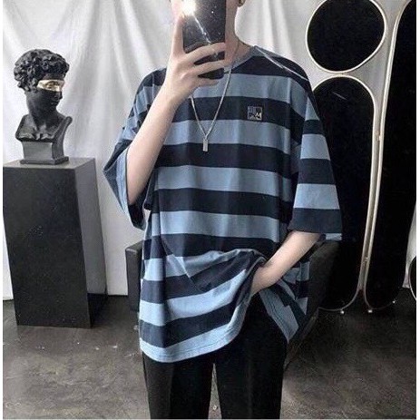 [ Có Ảnh Thật ] Áo thun unisex tay lỡ form rộng - sọc tem vuông | BigBuy360 - bigbuy360.vn