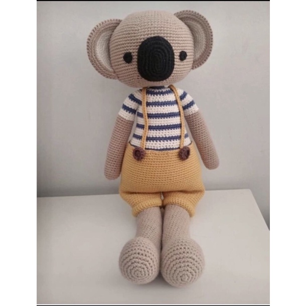 Thú len nhồi bông handmade - Gấu tai to mặc yếm( 40cm)