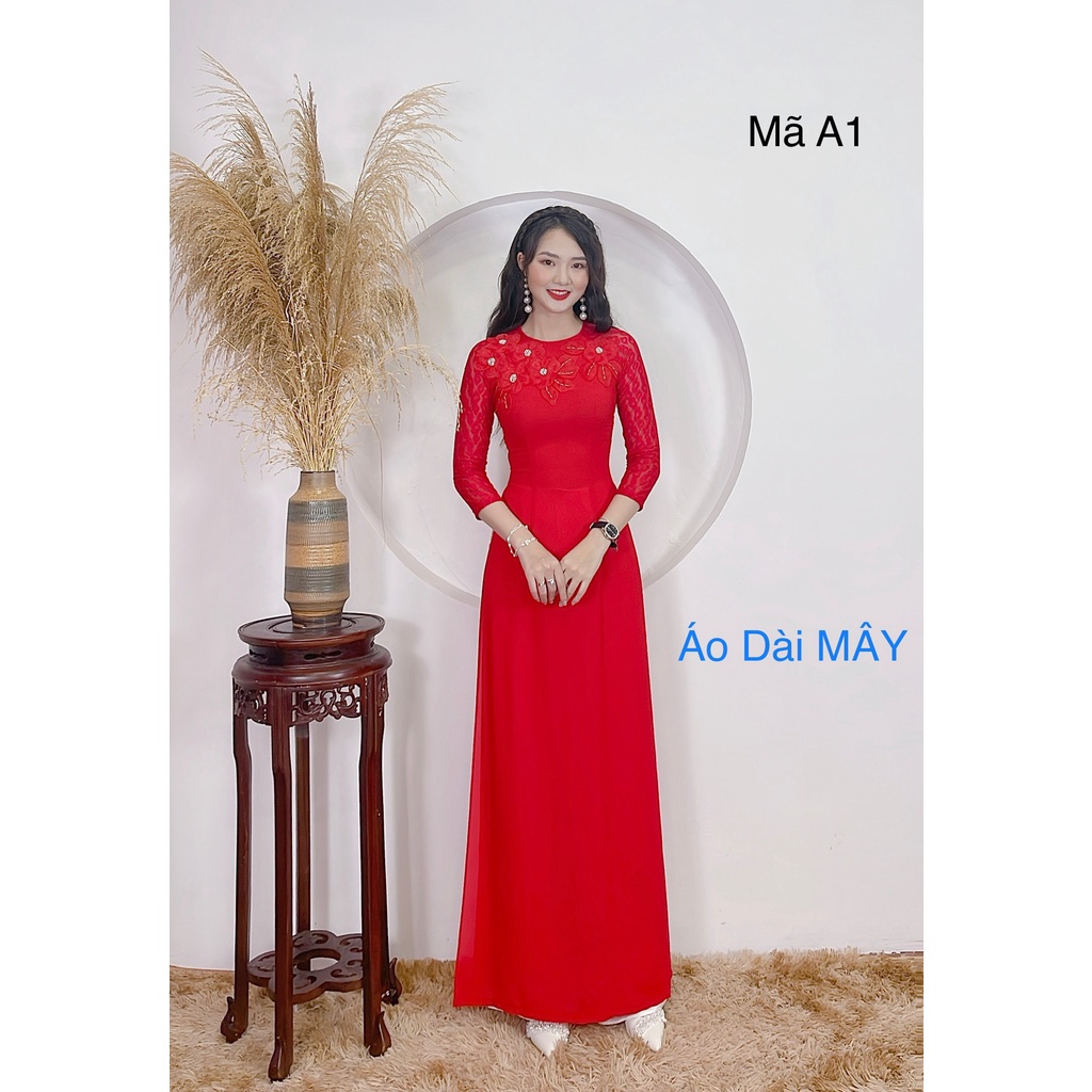 ✈🌸FREESHIP🌸✈ ( ẢNH THỰC TẾ ) ÁO DÀI THÊU THỦ CÔNG / ÁO DÀI TẰM TÂY AN CAO CẤP- MÃ A1