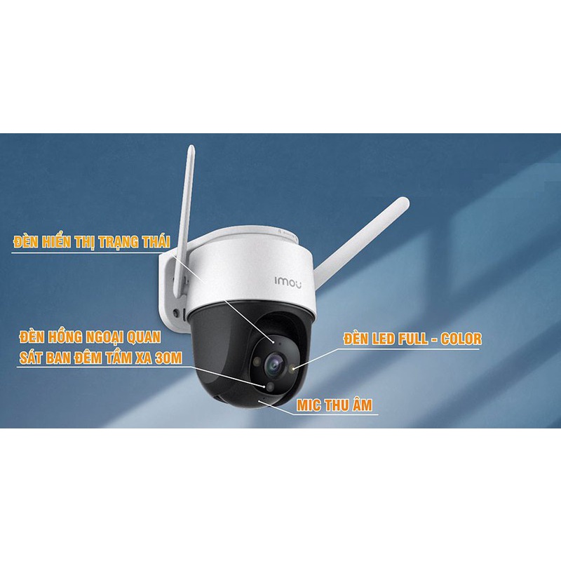 Camera ngoài trời 2K Full HD1080P Imou Cruiser IPC-S21FP S22FP S41FP S42FP- Ban đêm có màu, Báo động đèn chớp