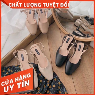 Giầy công sở hở gót, gót bánh tròn 3 phân - Hàng nhập khẩu
