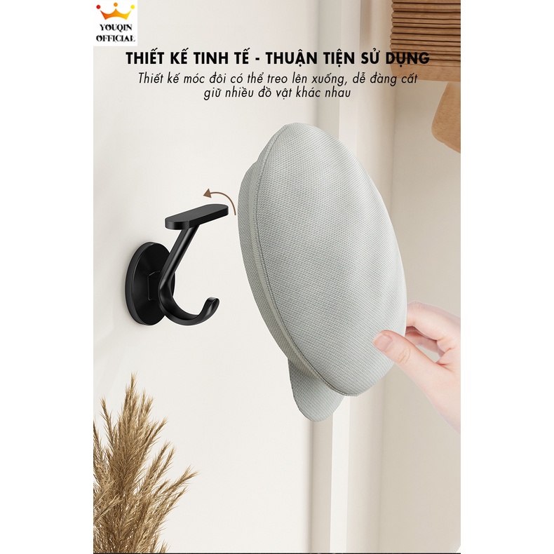 Móc Treo Đồ Dán Tường 2 Tầng Chịu Lực, Móc Treo Siêu Dính, Móc Đa Năng - YouQin Chất Liệu Hợp Kim Nhôm,Dán Keo Siêu Chắc