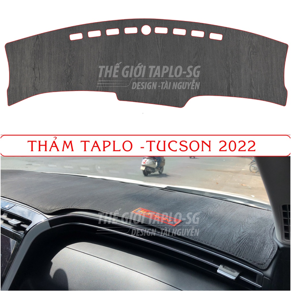 [Tucson đời 2022] Thảm taplo ô tô loại da vân gỗ,da cacbon,da nỉ đen và nhung lông cừu chống nắng dày 3 lớp