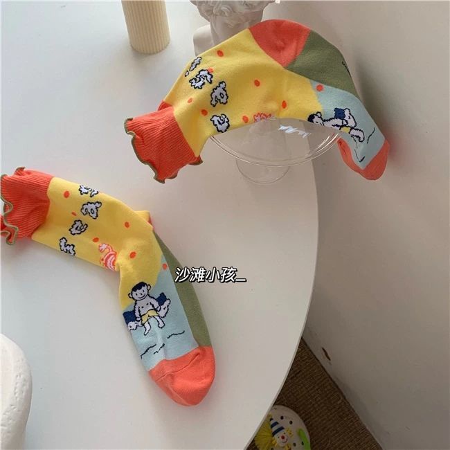 Vớ cotton họa tiết hoạt hình dễ thương cho nữ