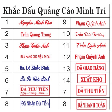 Dấu tên , dấu chức danh, nội dung theo yêu cầu