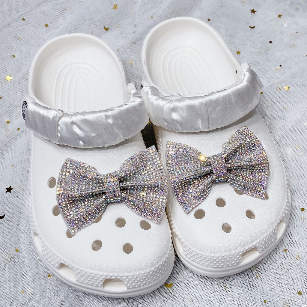 crocs Sticker shoes sticker for cross sandalsDây Ruy Băng Đính Đá Kim Cương Lấp Lánh Tự Trang Trí Giày Thời Trang shoe buckle  charm sticker