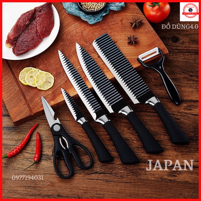 Bộ dao nhà bếp cao cấp 6 món  ASAKH nội địa JAPAN bằng hợp kim không gỉ