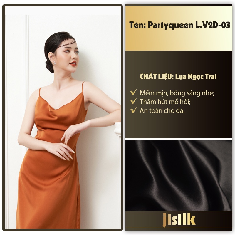 Đầm dự tiệc lụa sang trọng dạ hội lụa đi biển cổ đổ Partyqueen jisilk L.V2D-03 | BigBuy360 - bigbuy360.vn
