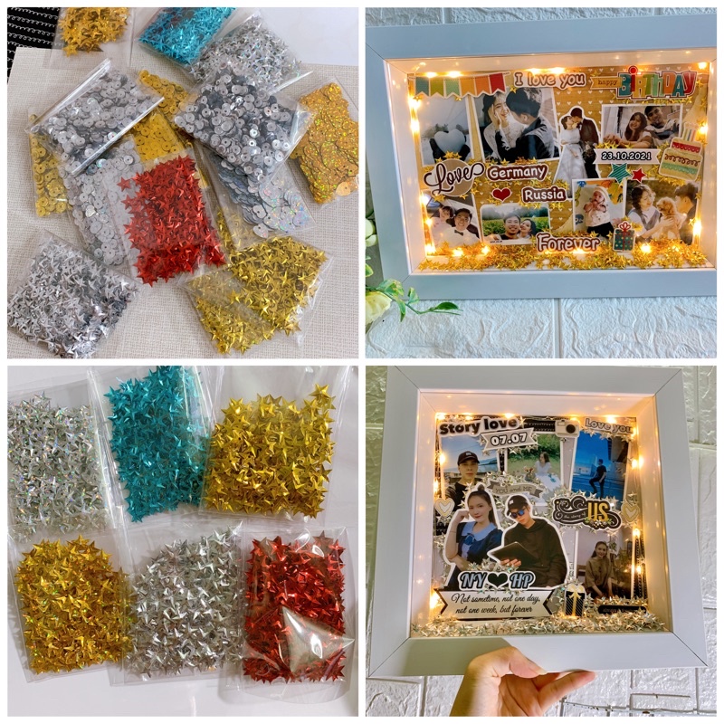 Hạt kim sa rắc khung ảnh 3D - túi nhỏ đủ cho 1 khung