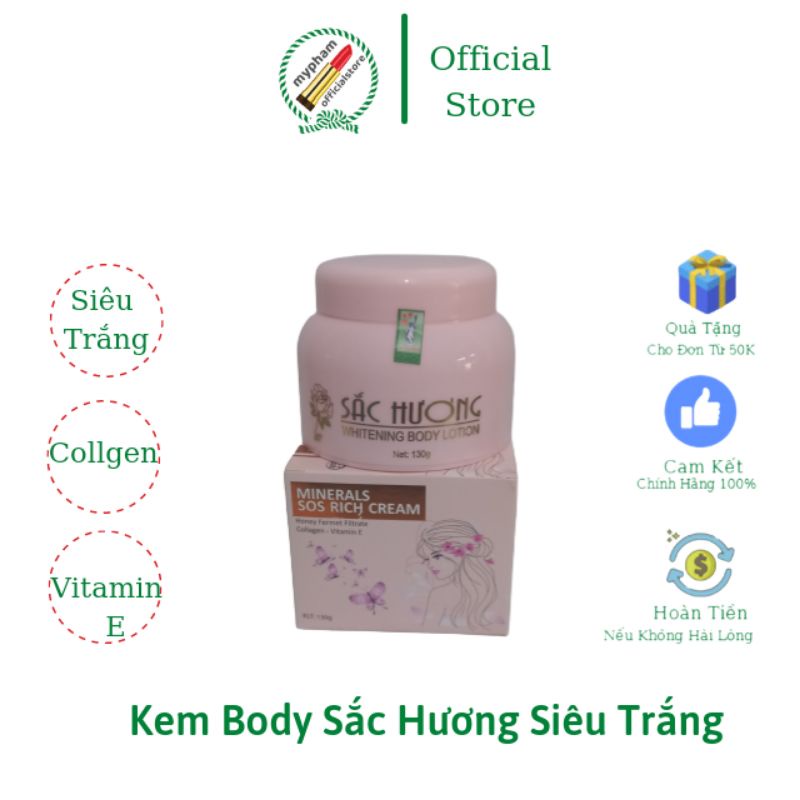 Kem Body Sắc Hương Siêu Trắng , Siêu Thơm, Thoa Là Mê, Thoa Là Phê 130g