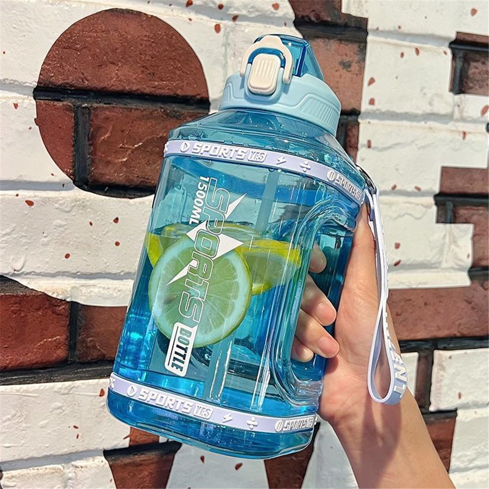 Bình Nước Thể Thao Silicone Ống Hút Nước Bottle1.5 Lít/2.3 Lít Lớn Chai Di Động Du Lịch Bình Thể Thao Thể Dục Cốc WHIT