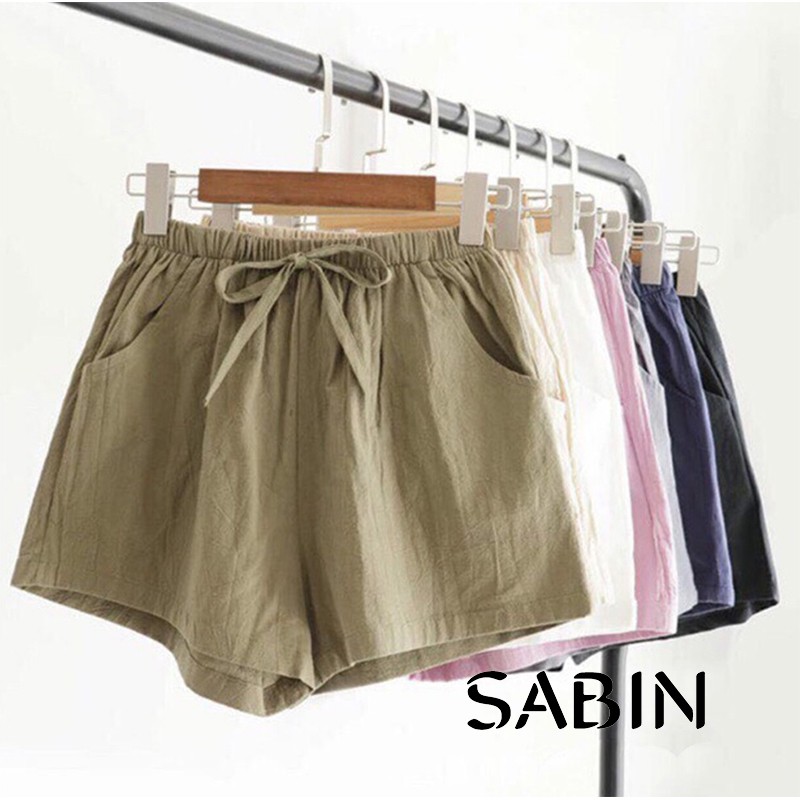 [BÁN SỈ] Quần đùi đũi vải cạp chun ống rộng [FREE SIZE DƯỚI 60KG] - Quần short nữ SABI SHOP