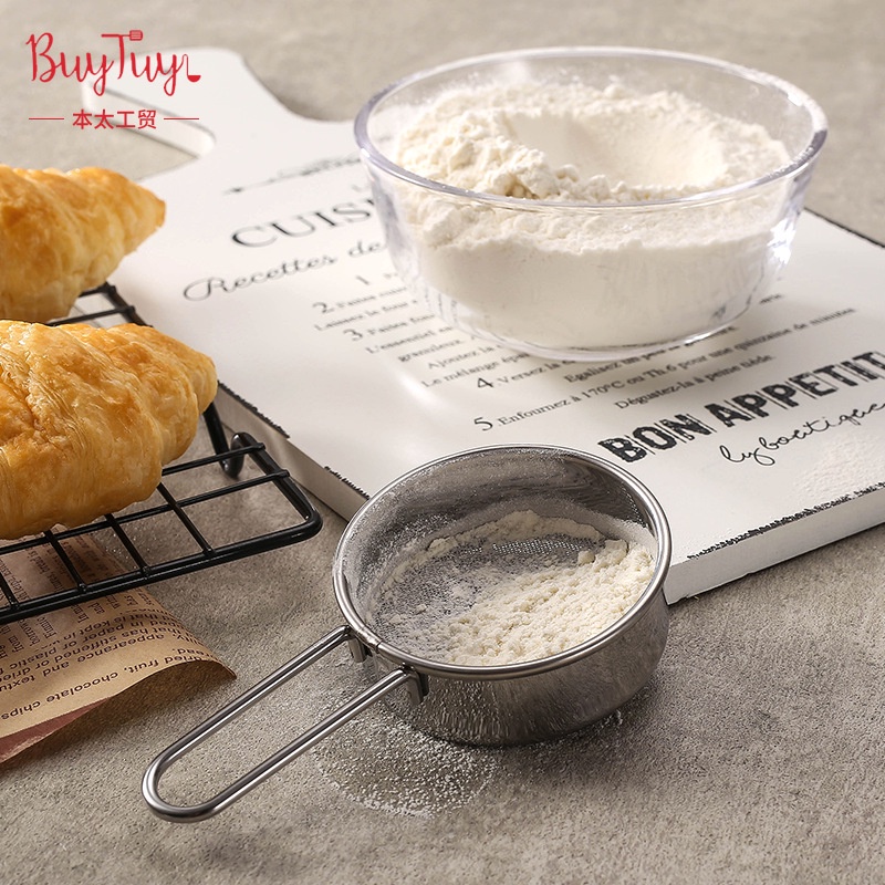 Dụng Cụ Rây Bột Cà Phê / Bột Ca Cao / Đường Bằng Thép Không Gỉ Siêu Mịn Chống Rò Rỉ