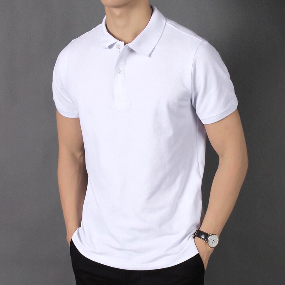 Áo Thun Có Cổ Polo Cá Sấu 4 Chiều Cổ Bẻ Màu Trắng Phom Xuông Dùng Cho Nam Và Nữ