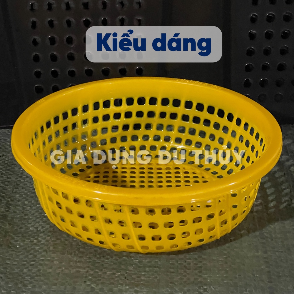Rổ nhựa tròn lỗ to Nguyên Phát, size nhỏ 22-36 màu xanh dương, xanh lá, đỏ, vàng, nhựa chính phẩm của gia dụng Du Thủy