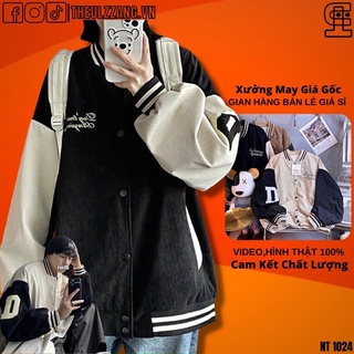 Áo Khoác Nam Nữ Kaki 2 Lớp Chất Siêu Đẹp Bomber Jackets Nam Nữ Form Rộng Unisex Thêu GODEN ĐEN - AK1007