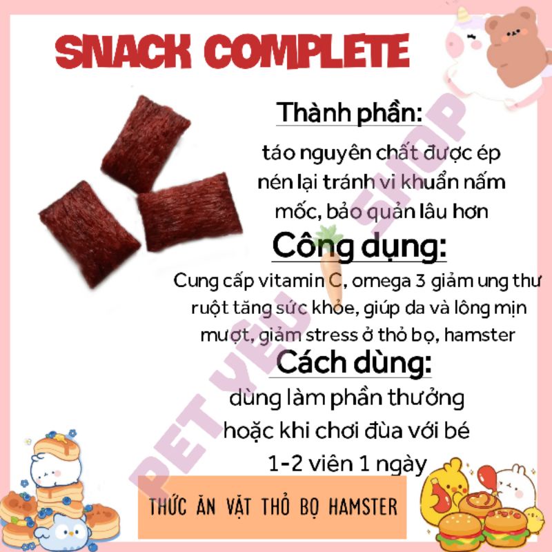 Snack Complete (Bỉ)- snack trái cây ❤Freeship❤ thức ăn vặt thỏ bọ hamster chinchilla