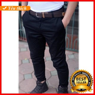 [Giảm 50%] Quần Kaki Nam Dáng Ôm Ống Côn Chất Co Giãn Màu Đen Phong Cách Hàn Quốc Thời trang nam mùa hè 
