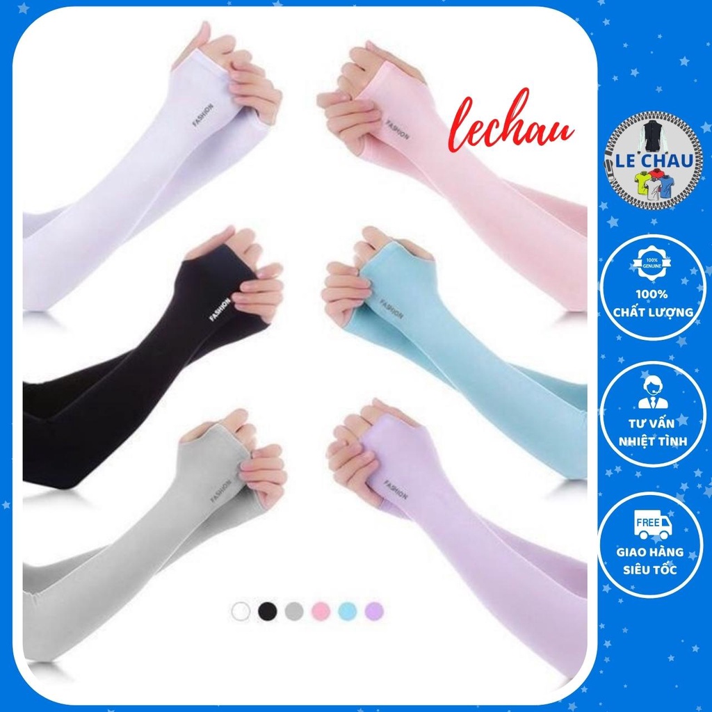 Găng tay chống nắng,ống tay chống tia uv Lechau cotton co giản,thấm hút tốt