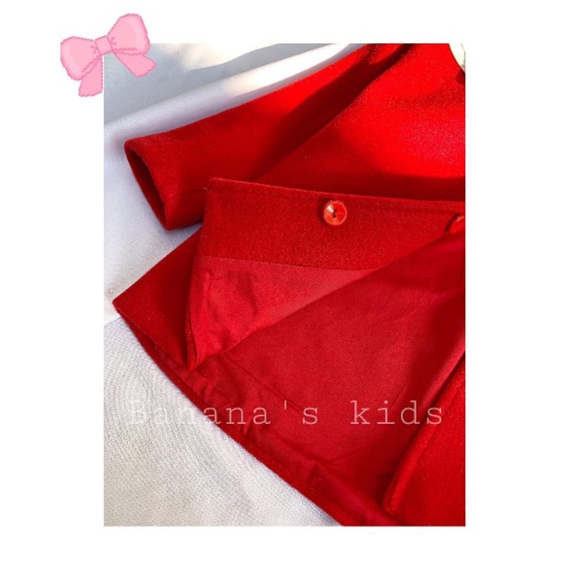 Áo khoác dạ đỏ Banana kids cho bé gái 8-22kg