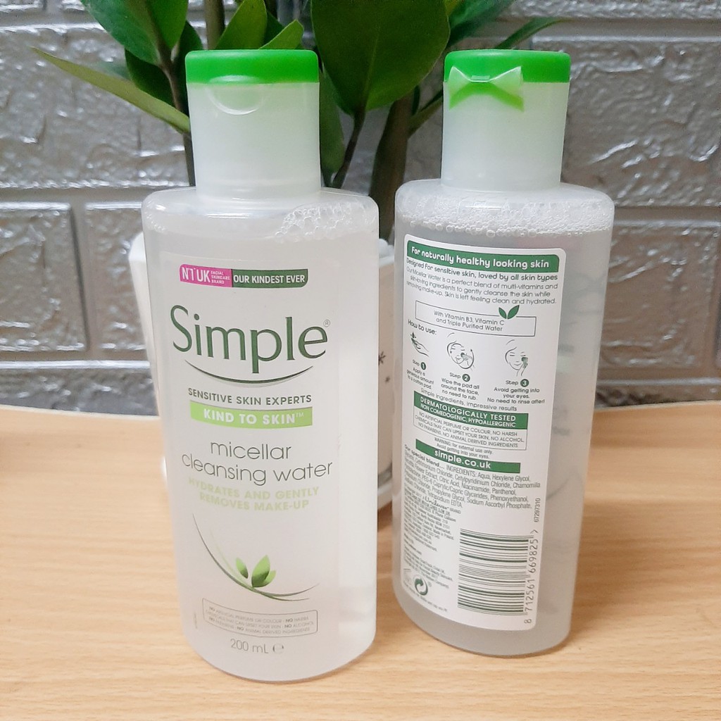 [L&amp;V] Combo Da Sạch Sâu SIMPLE Nước Tẩy Trang Micellar 200ml + Sữa Rửa Mặt Refreshing 150ml + Nước Hoa Hồng 200ml