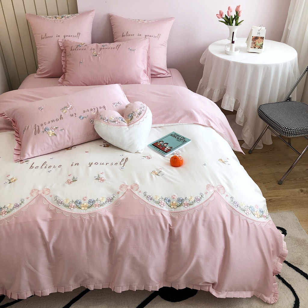 Bộ CHĂN GA GỐI LỤA CAO CẤP thêu HOÀNG GIA sang trọng / set 7 chi tiết /MẪU CHĂN GA CƯỚI HOT NHẤT MỌI THỜI ĐẠI