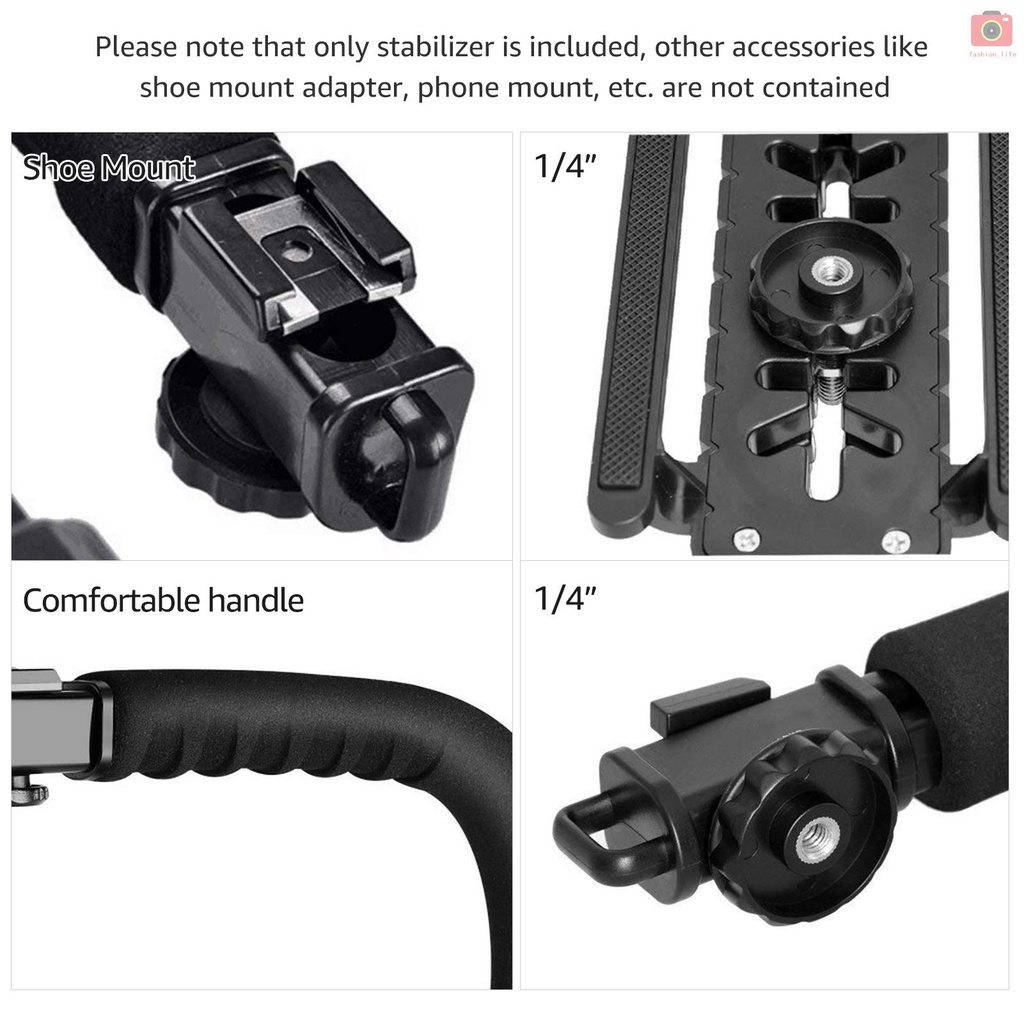 Tay cầm chữ C giữ ổn định hình chữ U có đèn Flash hỗ trợ cho máy ảnh DSLR 4.4lb | BigBuy360 - bigbuy360.vn