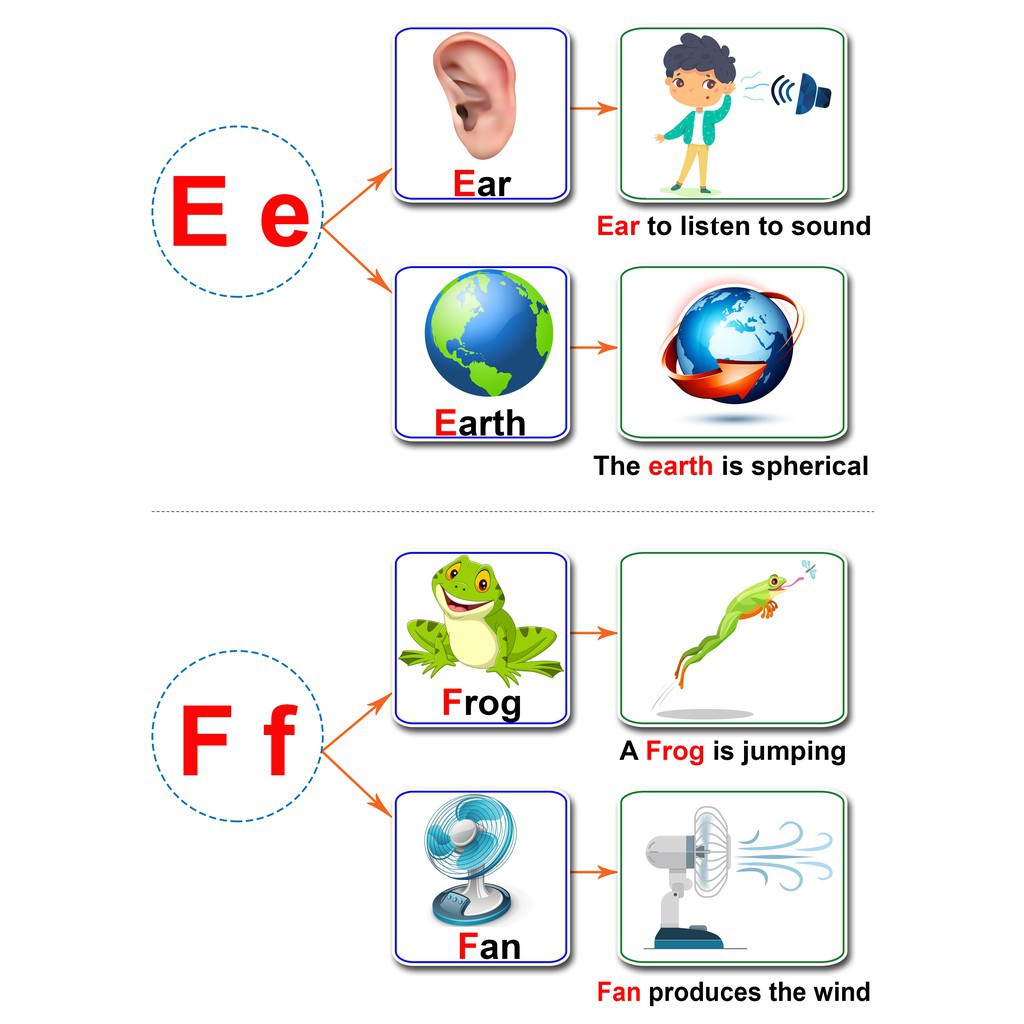 [ Montessori ] Bảng 26 Chữ Cái Alphabet Và Từ Vựng F32 - Học Liệu Dính Dán - Matching Book(Monsi Edu)