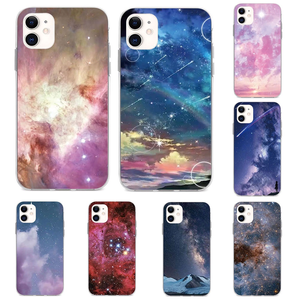 Ốp Lưng Silicone Mềm In Hình Bầu Trời Sao Cho Iphone X 6 6s 7 8 Plus 5 5s SE
