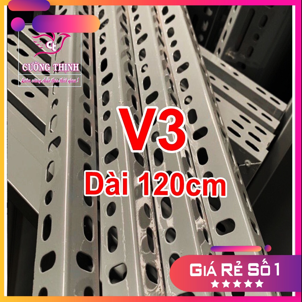 Sắt V3.3 Dài 2m, Lắp ráp kệ sắt, khung kệ sắt, sắt v lỗ