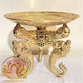 Đĩa chò trưng trái cây thờ cúng bằng đồng cao 28cm