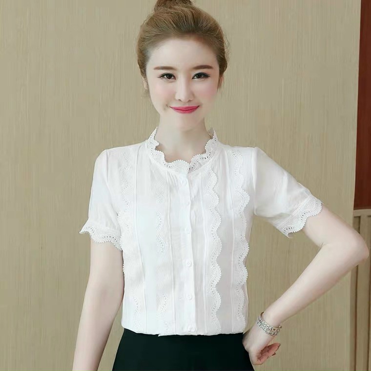 áo sơ mi nữ viền ren hàng nhập chất vải mát